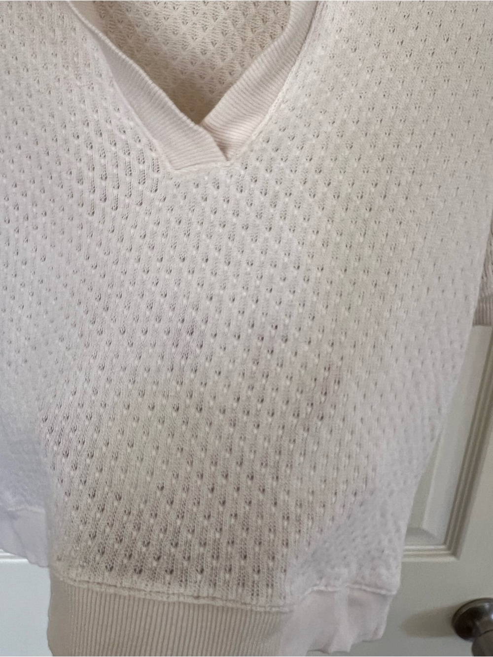 Madewell Collared Pointelle Sweater Tee Ivory Size Small - Picture 6 of 10